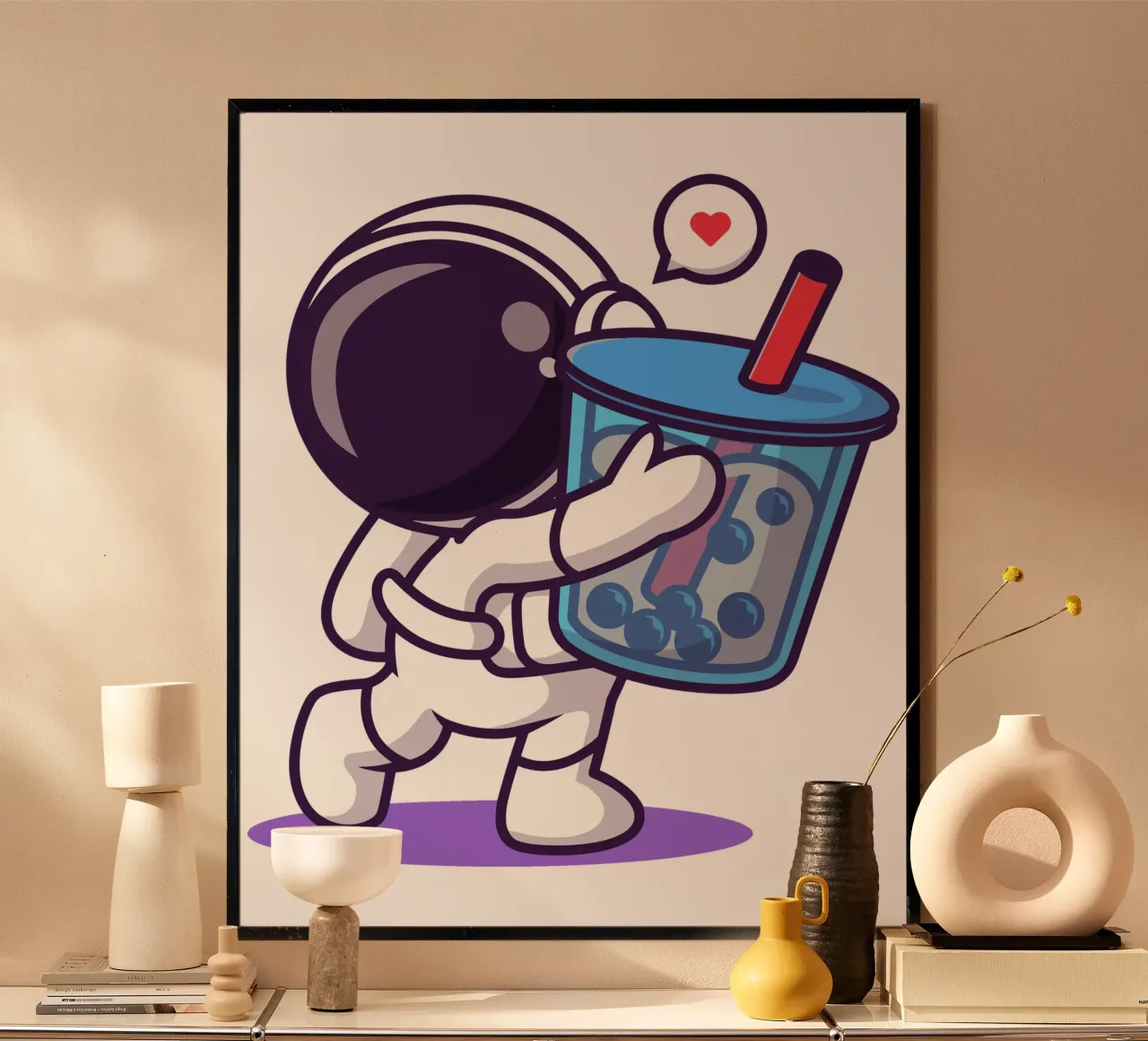 Cute astronaut holding boba milk tea drink hahnemühle by brockcon Shop