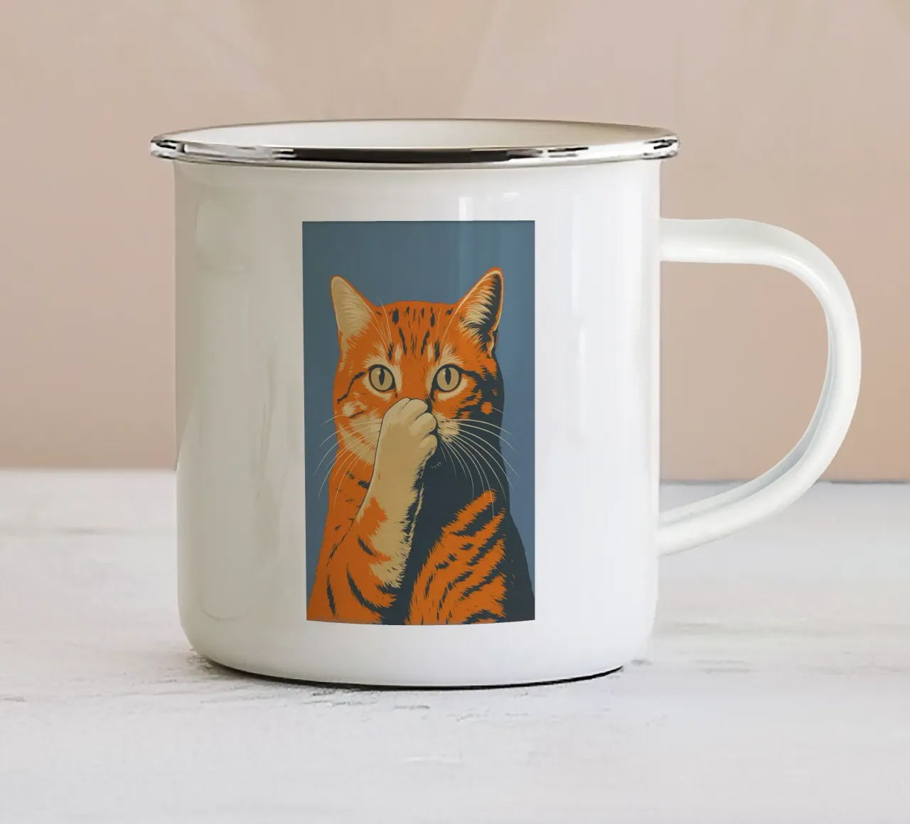 Divertente gatto da bagno tazza in smalto da the gindils