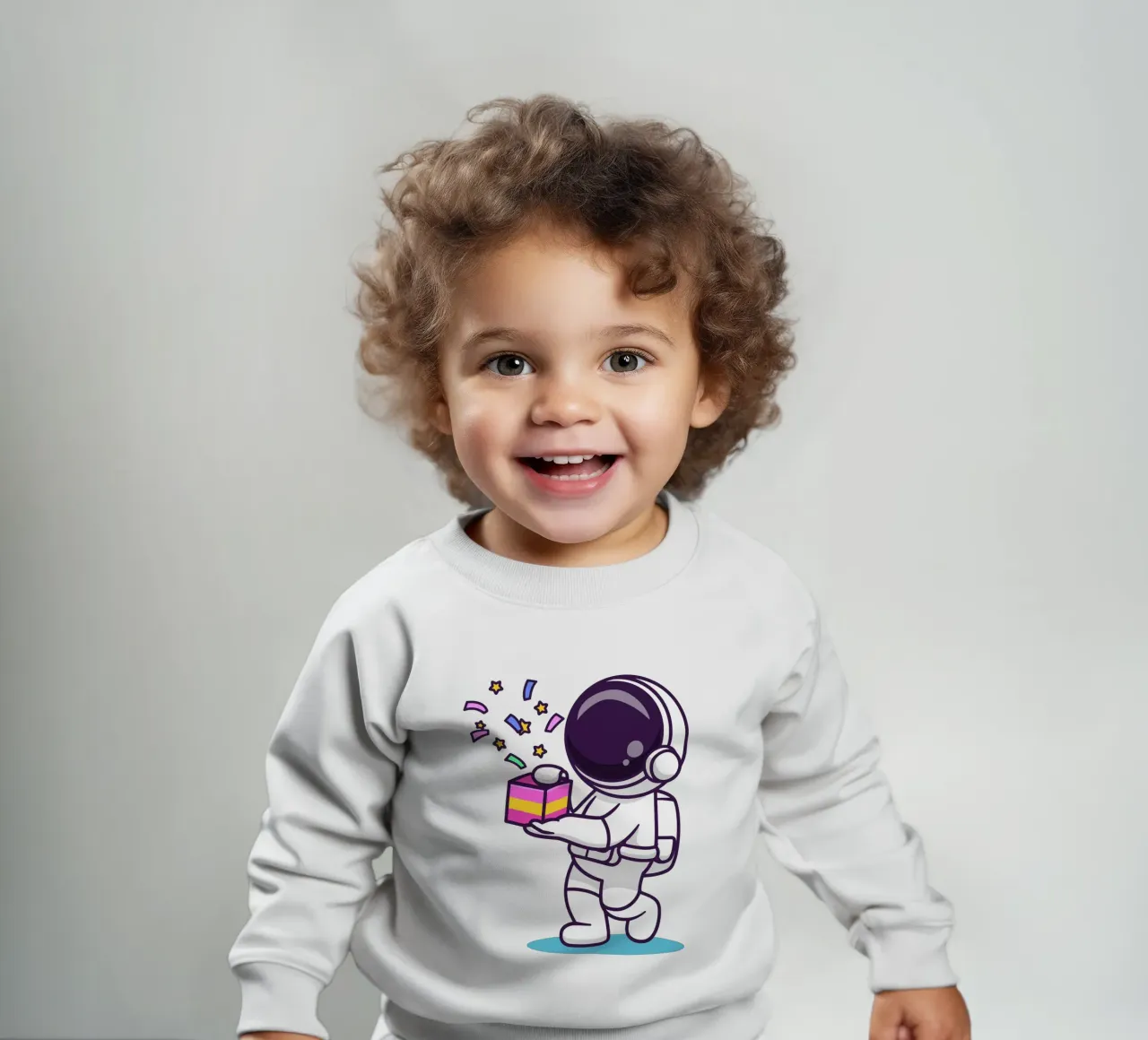 Cute astronaut holding gift box baby sweatshirt by brockcon Shop