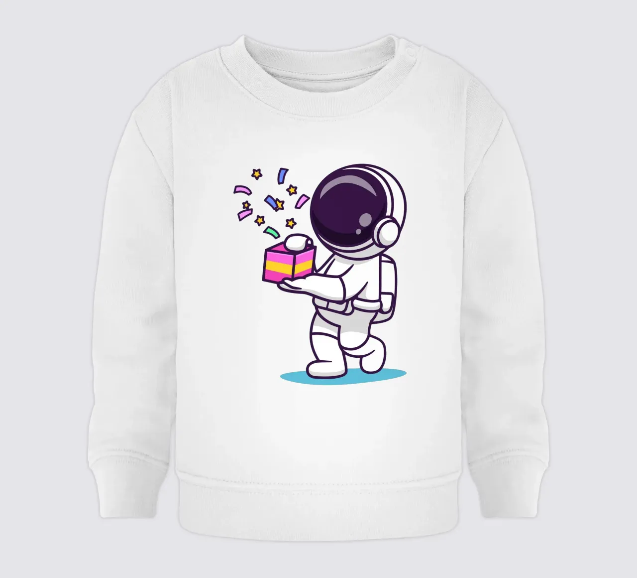 Cute astronaut holding gift box baby sweatshirt by brockcon Shop
