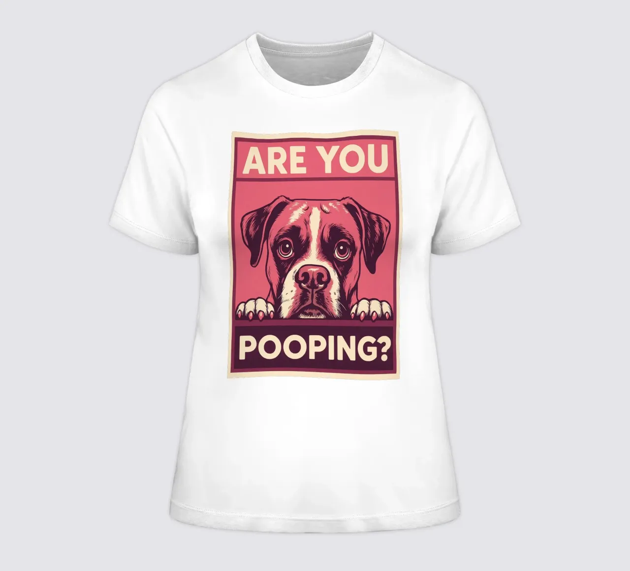 Funny Dog Bathroom Are You Pooping women's fitted t-shirt by the gindils