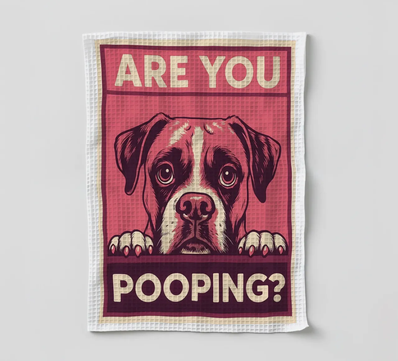 Funny Dog Bathroom Are You Pooping tea towel by the gindils
