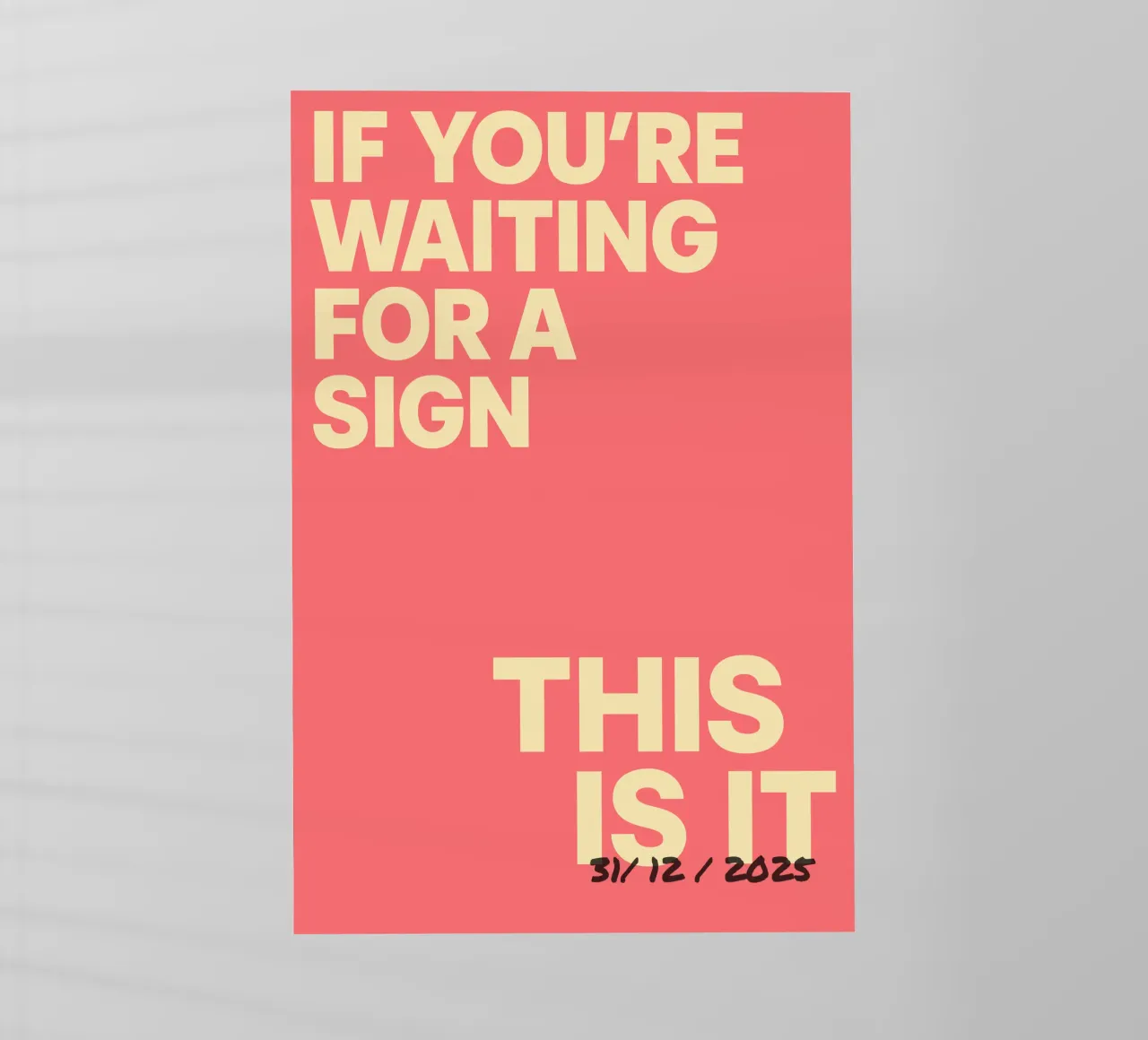 Manifesto "This Is It" - datato individualmente pellicola backlit da FRAMELY