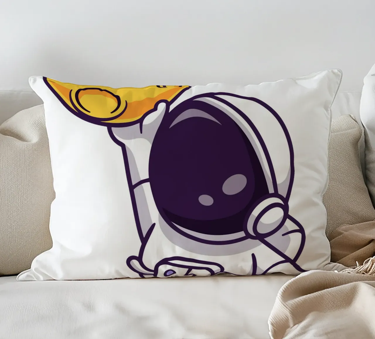 Cute astronaut playing basketball moon decorative cushion by brockcon Shop