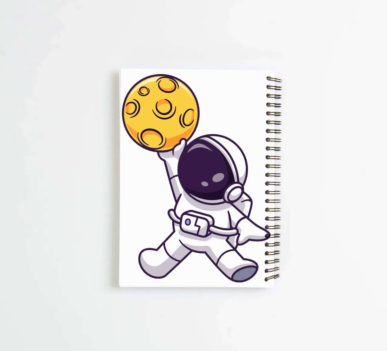 Cute astronaut playing basketball moon spiral notebook by brockcon Shop