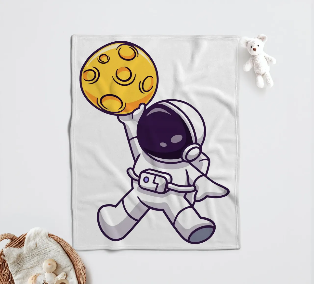 Carino l'astronauta che gioca a basket sulla luna coperta in pile da brockcon Shop