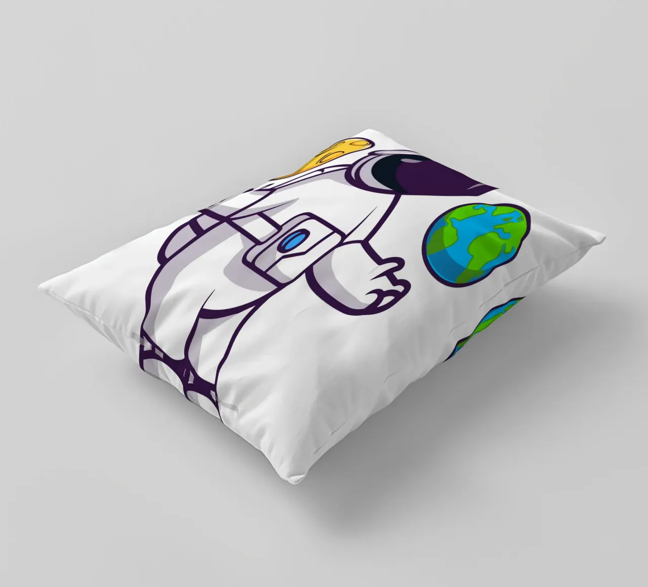 Carino l'astronauta che gioca a palla con la terra e la luna cuscino da brockcon Shop