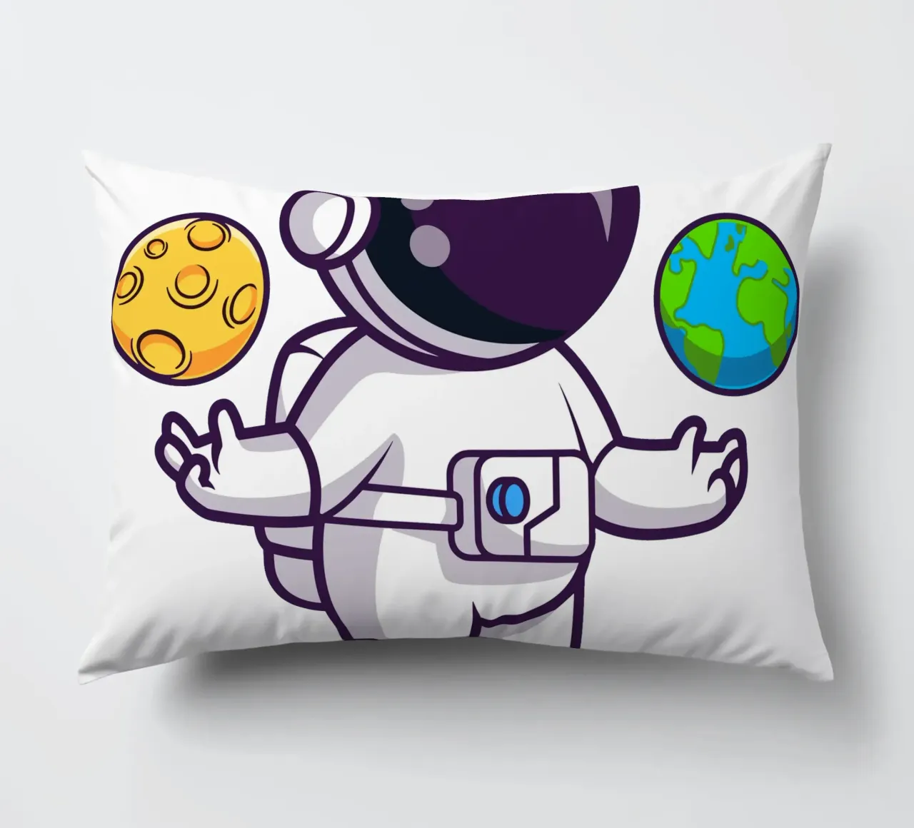 Carino l'astronauta che gioca a palla con la terra e la luna cuscino da brockcon Shop
