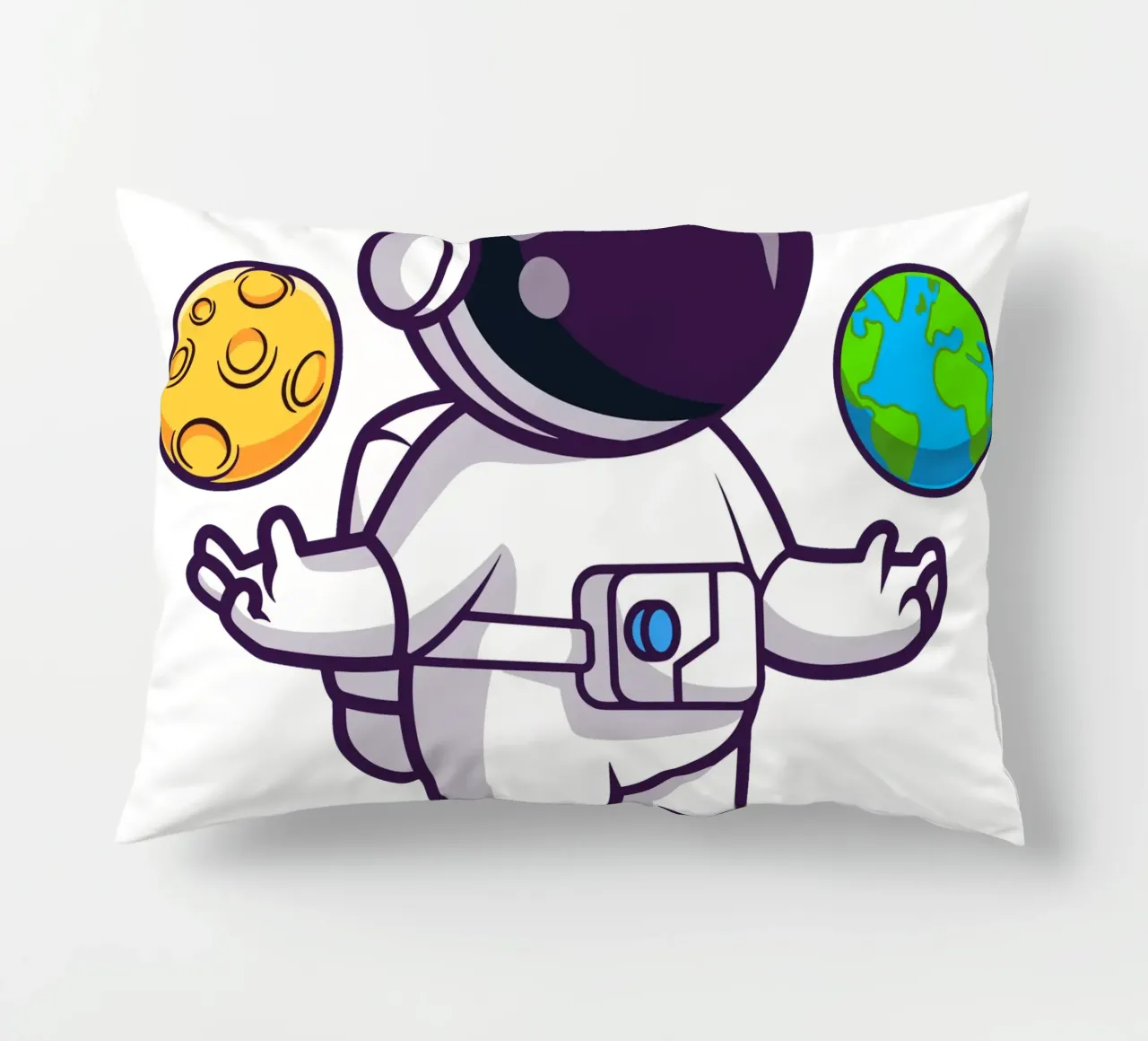 Carino l'astronauta che gioca a palla con la terra e la luna cuscino da brockcon Shop