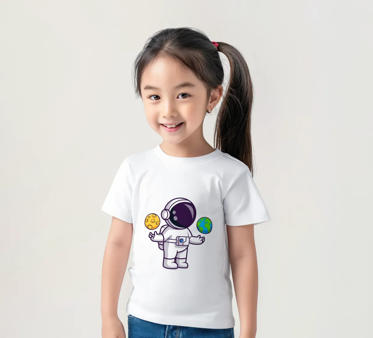 Cute astronaut playing earth and moon ball kids t-shirt by brockcon Shop