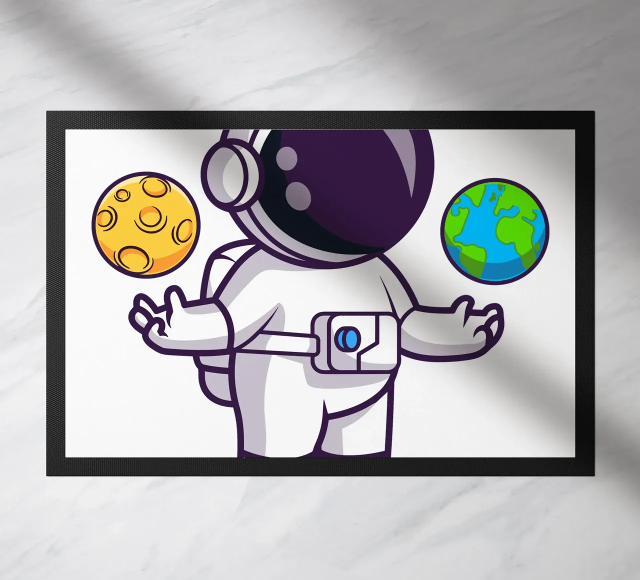 Carino l'astronauta che gioca a palla con la terra e la luna zerbino da brockcon Shop