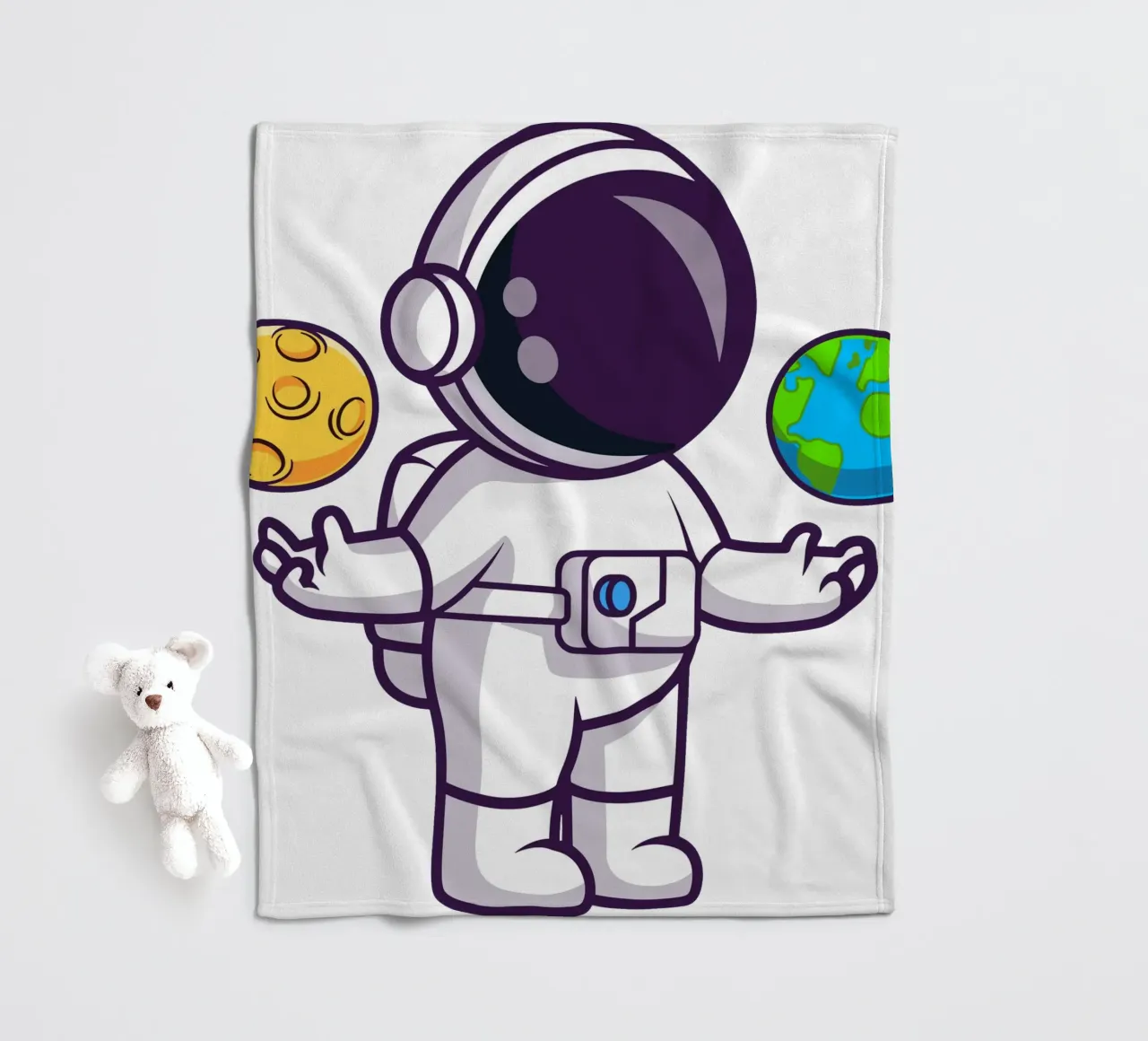 Carino l'astronauta che gioca a palla con la terra e la luna coperta in pile da brockcon Shop