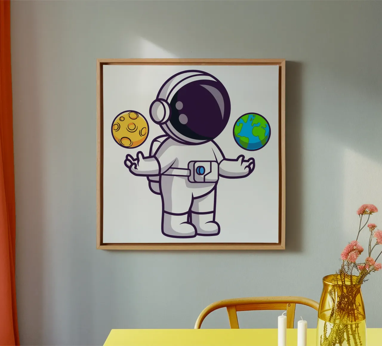 Schattige astronaut die aarde en maanbal speelt canvas van brockcon Shop