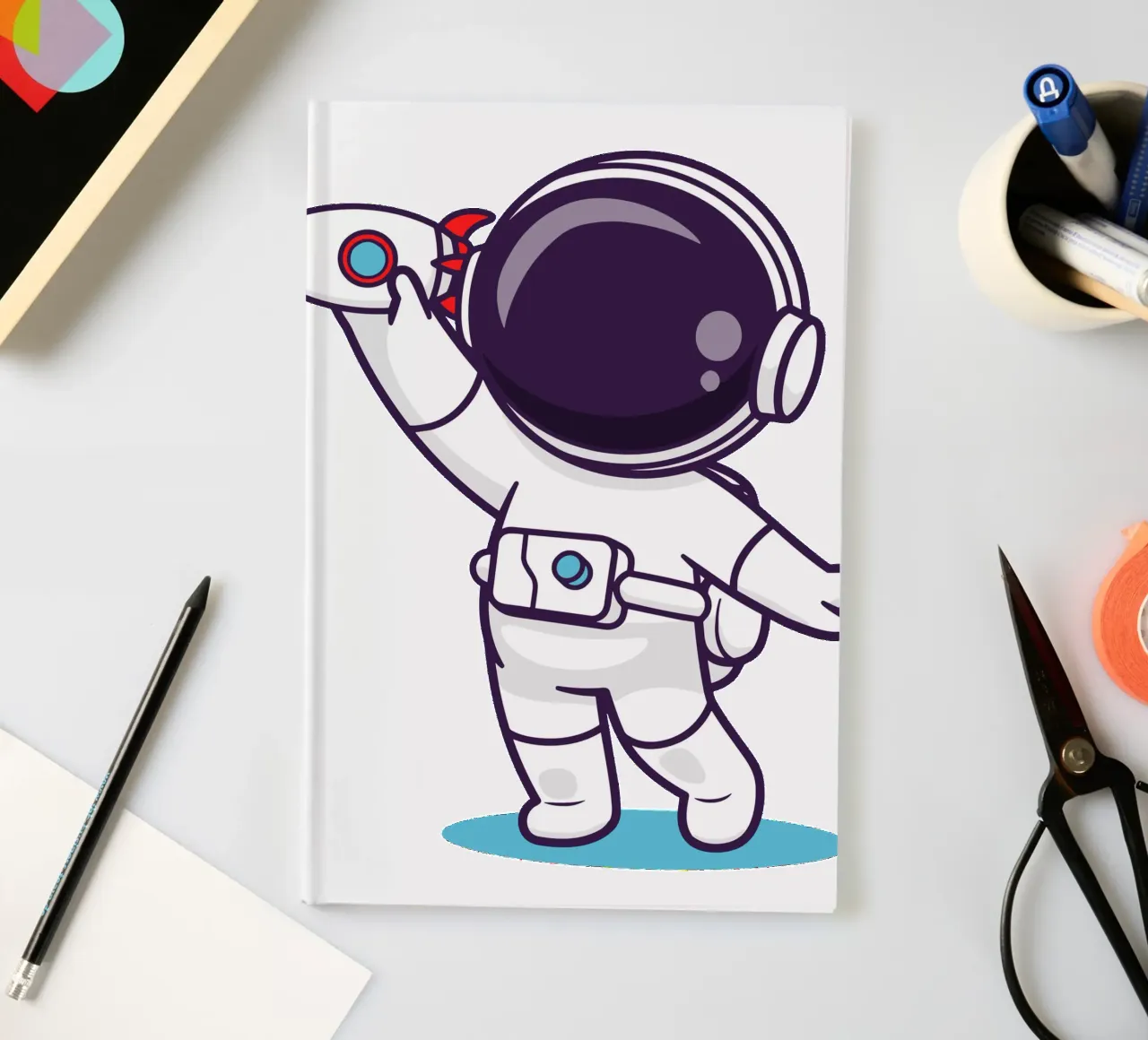 Mignon astronaute jouant avec une fusée carnet de notes de brockcon Shop