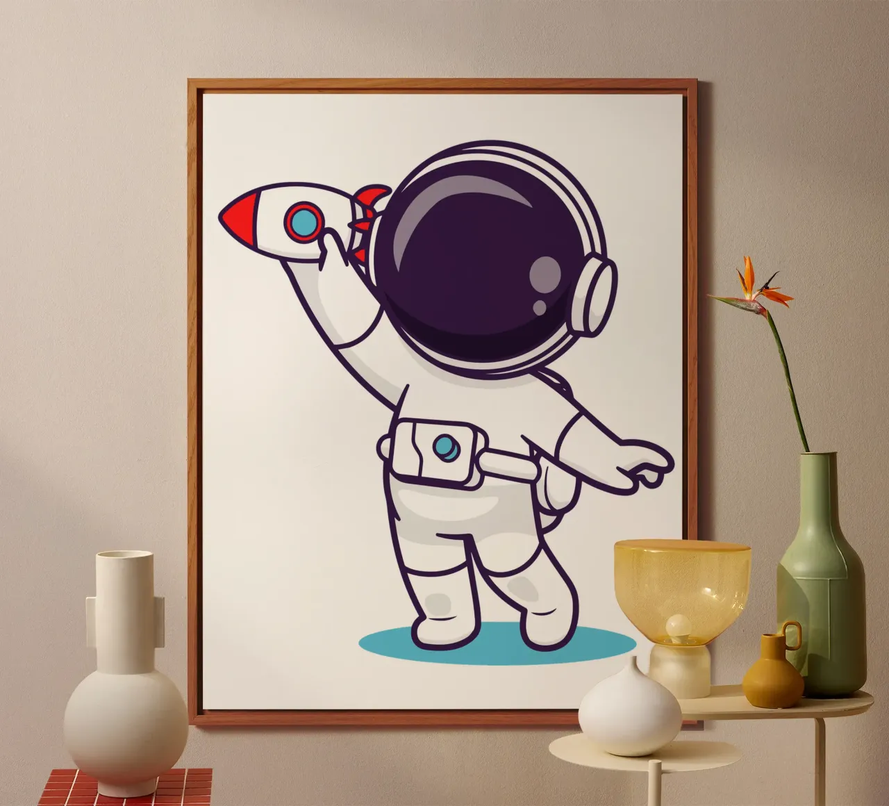 Cute astronaut playing rocket toy forex plate by brockcon Shop