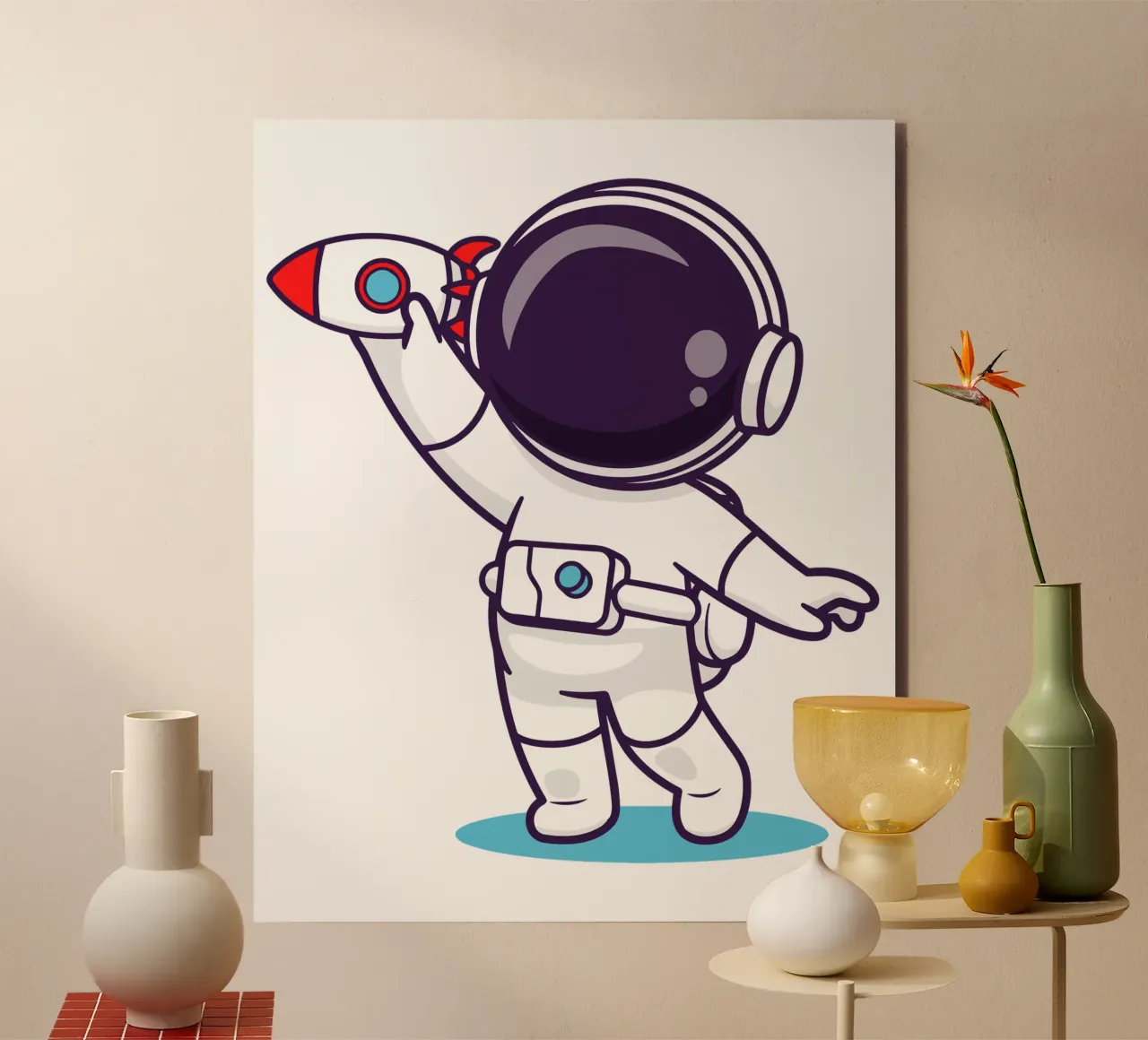 Cute astronaut playing rocket toy forex plate by brockcon Shop