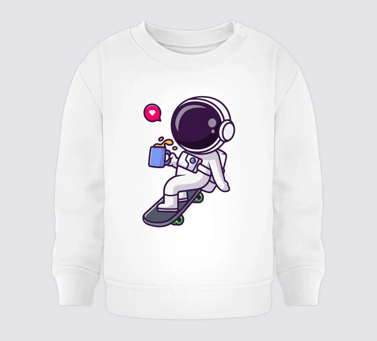 Astronauta carino che gioca con lo skateboard con il caffè felpa neonato da brockcon Shop