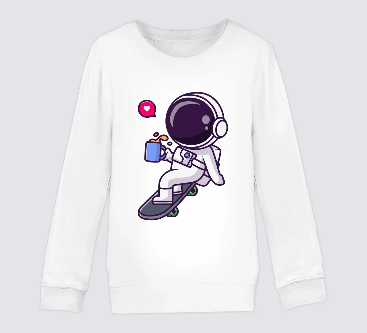 Astronauta carino che gioca con lo skateboard con il caffè felpa bambino da brockcon Shop