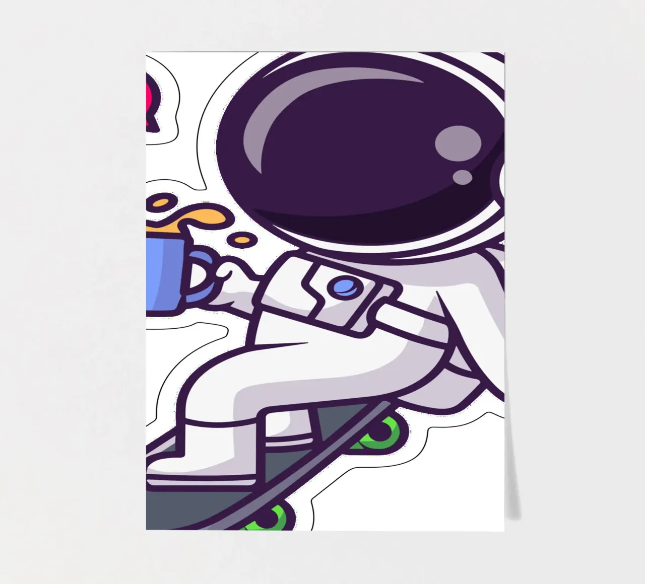 Cute astronaut playing skateboard with coffee sticker sheet by brockcon Shop