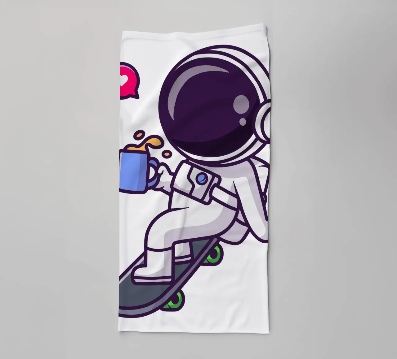 Astronauta carino che gioca con lo skateboard con il caffè asciugamano da bagno da brockcon Shop