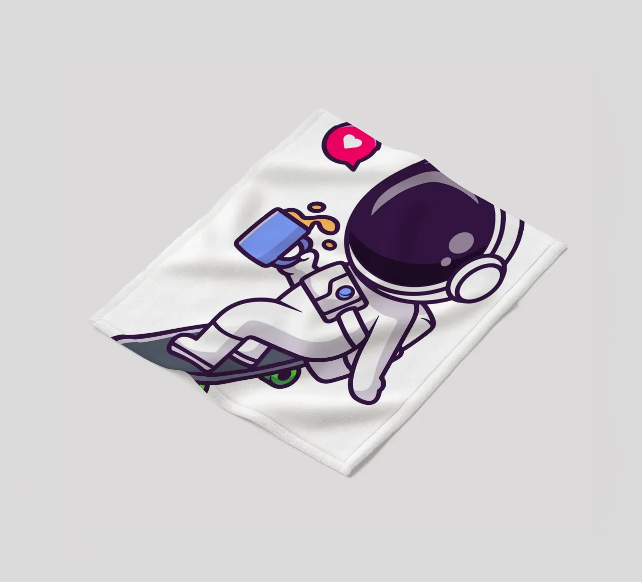 Cute astronaut playing skateboard with coffee fleece blanket by brockcon Shop