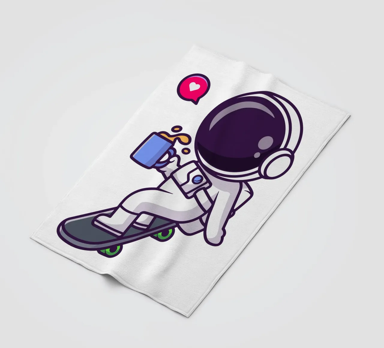 Cute astronaut playing skateboard with coffee fleece blanket by brockcon Shop