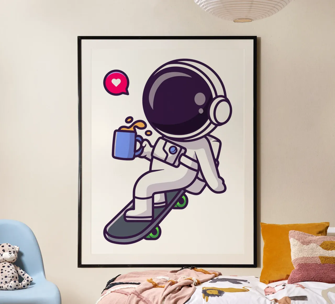 Astronauta carino che gioca con lo skateboard con il caffè carta hahnemühle da brockcon Shop