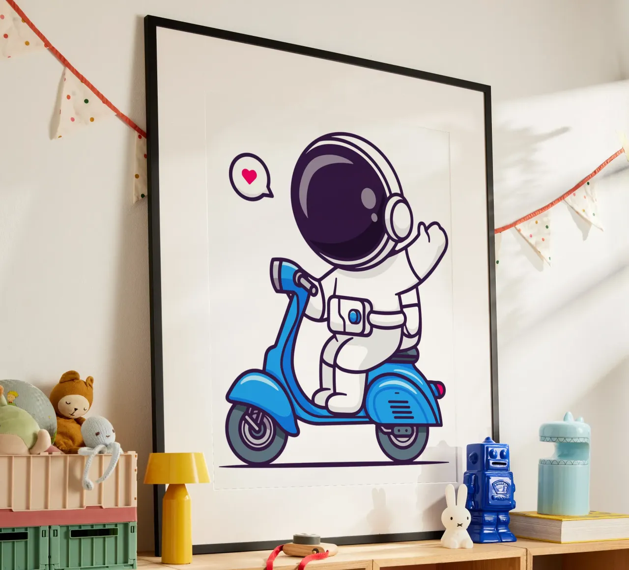 Astronaute mignon faisant un signe de la main sur un scooter hahnemühle de brockcon Shop