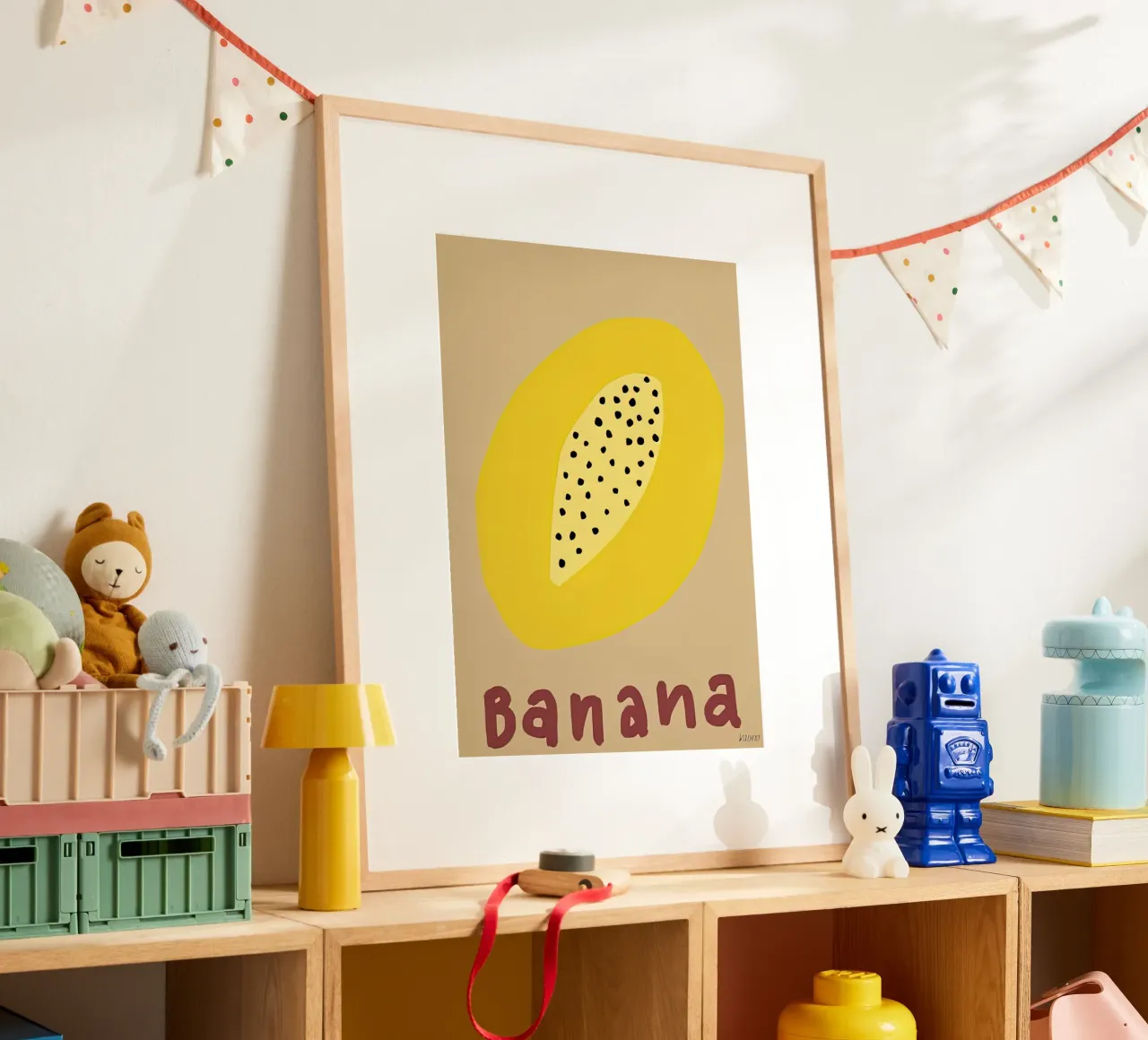 Banana poster con telaio in alluminio da carrie Shop