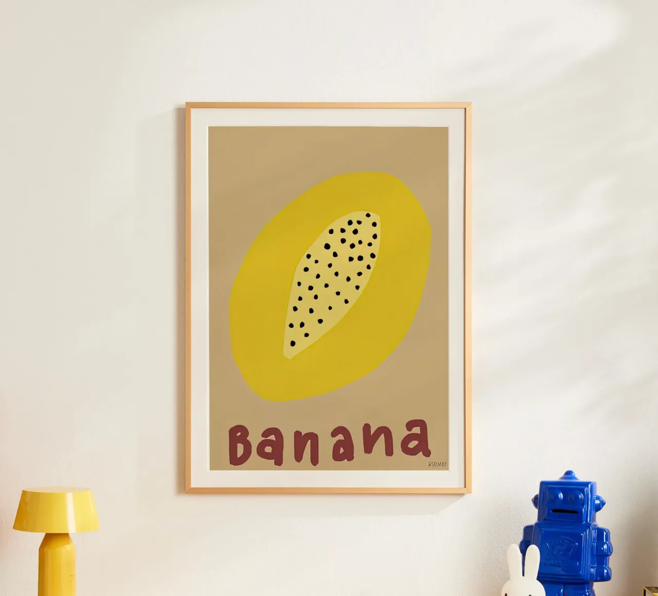 Banana poster con telaio in alluminio da carrie Shop