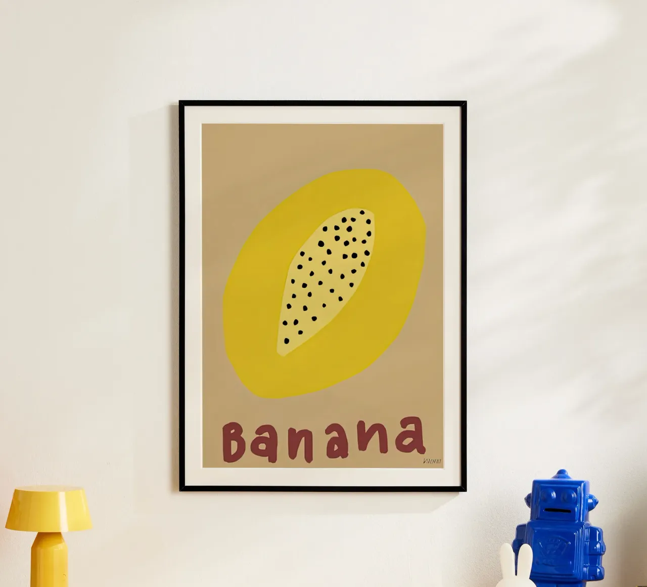 Banana poster con telaio in alluminio da carrie Shop