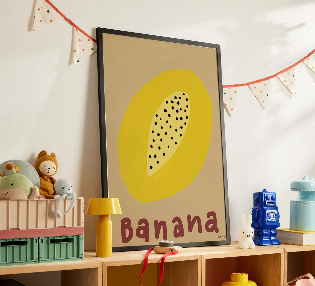 Banana poster con telaio in alluminio da carrie Shop