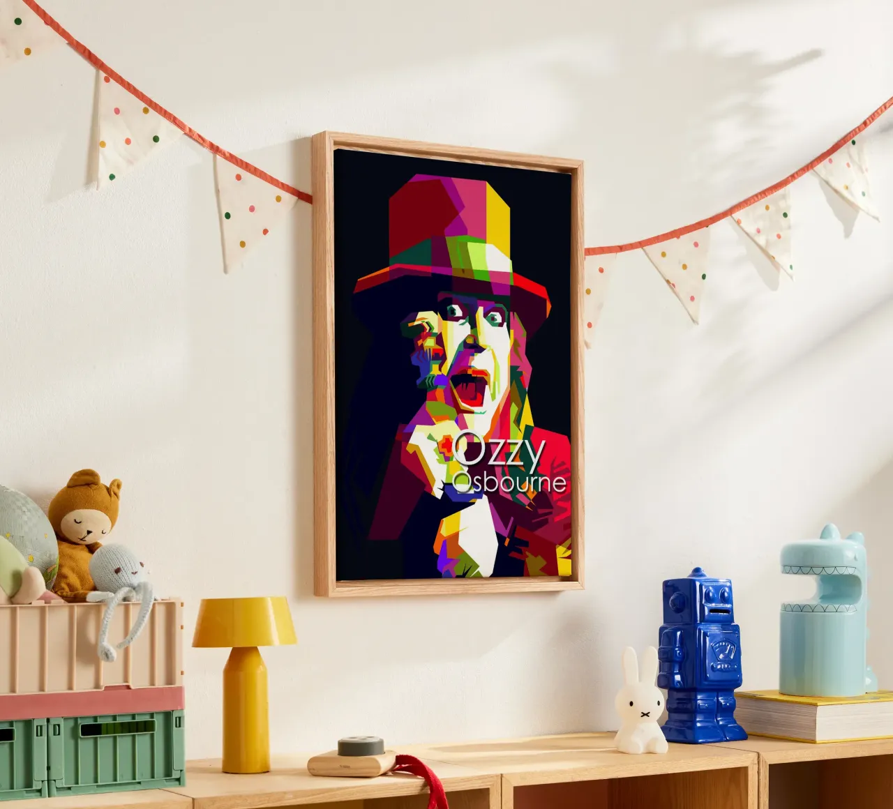 Ozzy Osbourne Metalen Kunst WPAP Nu Trending canvas met Baklijst van Artkreator