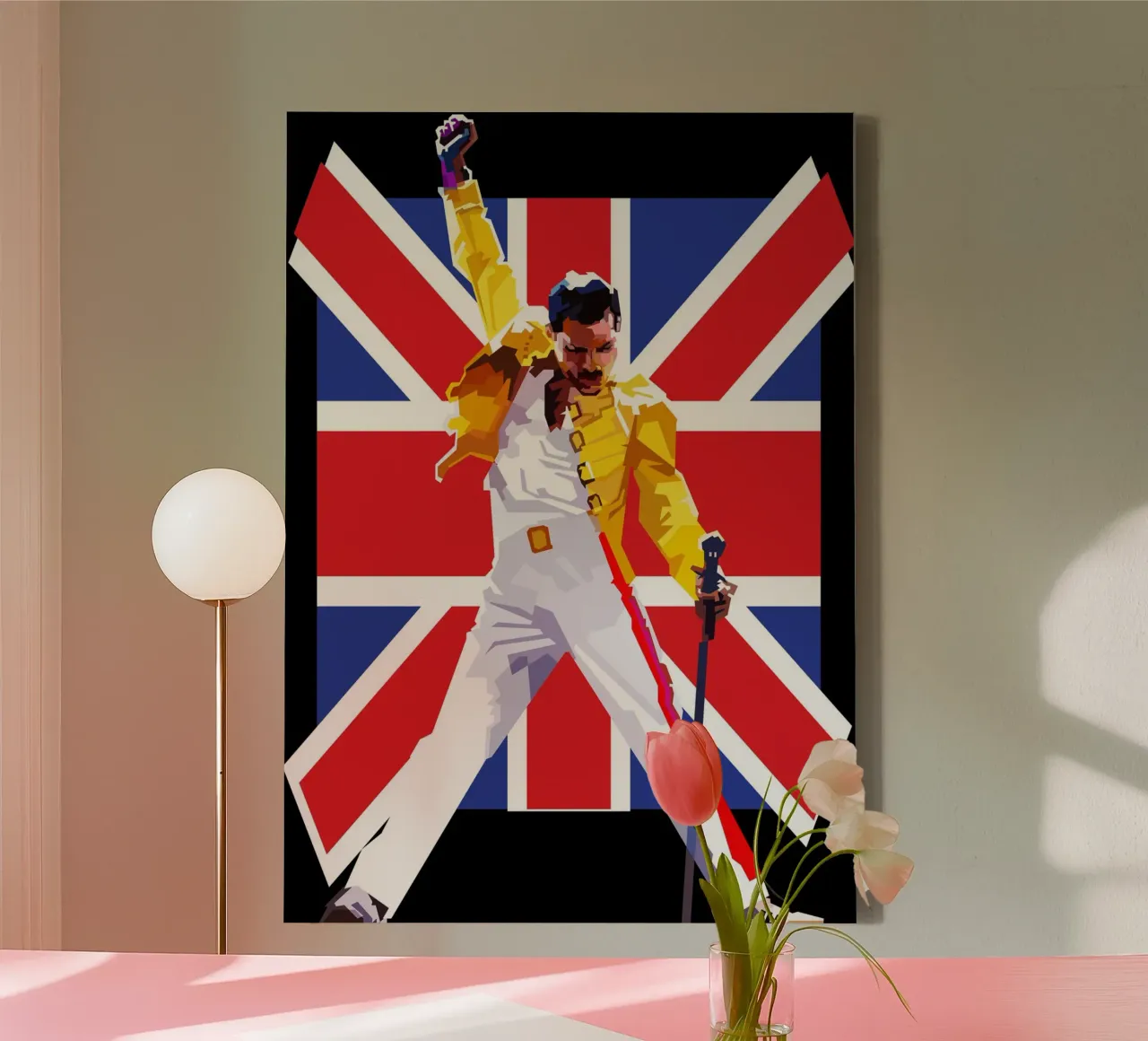 Freddie Klassieke Rock Pop Art Nu Trending canvas met Baklijst van Artkreator