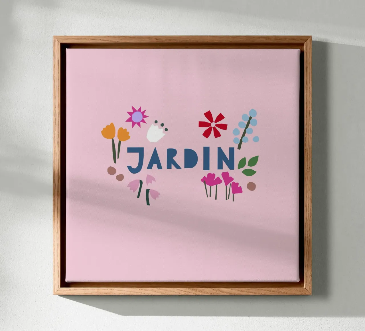 Jardin Papercut rosa canvas with Floater frame by Iris Knabenschuh Design
