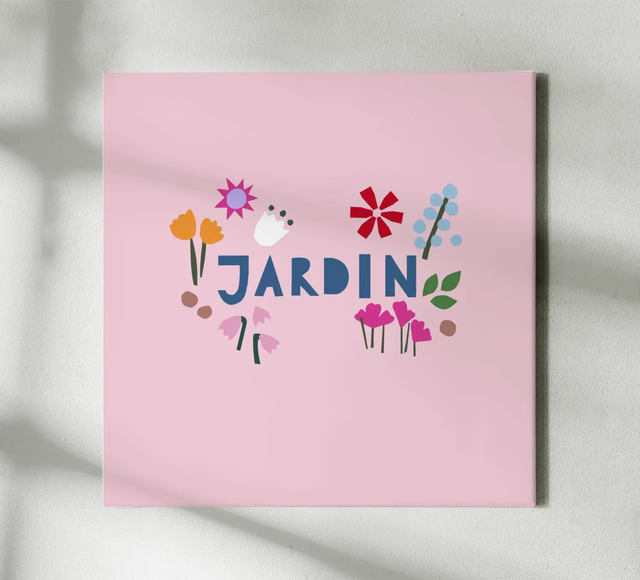 Jardin Papercut rosa canvas with Floater frame by Iris Knabenschuh Design