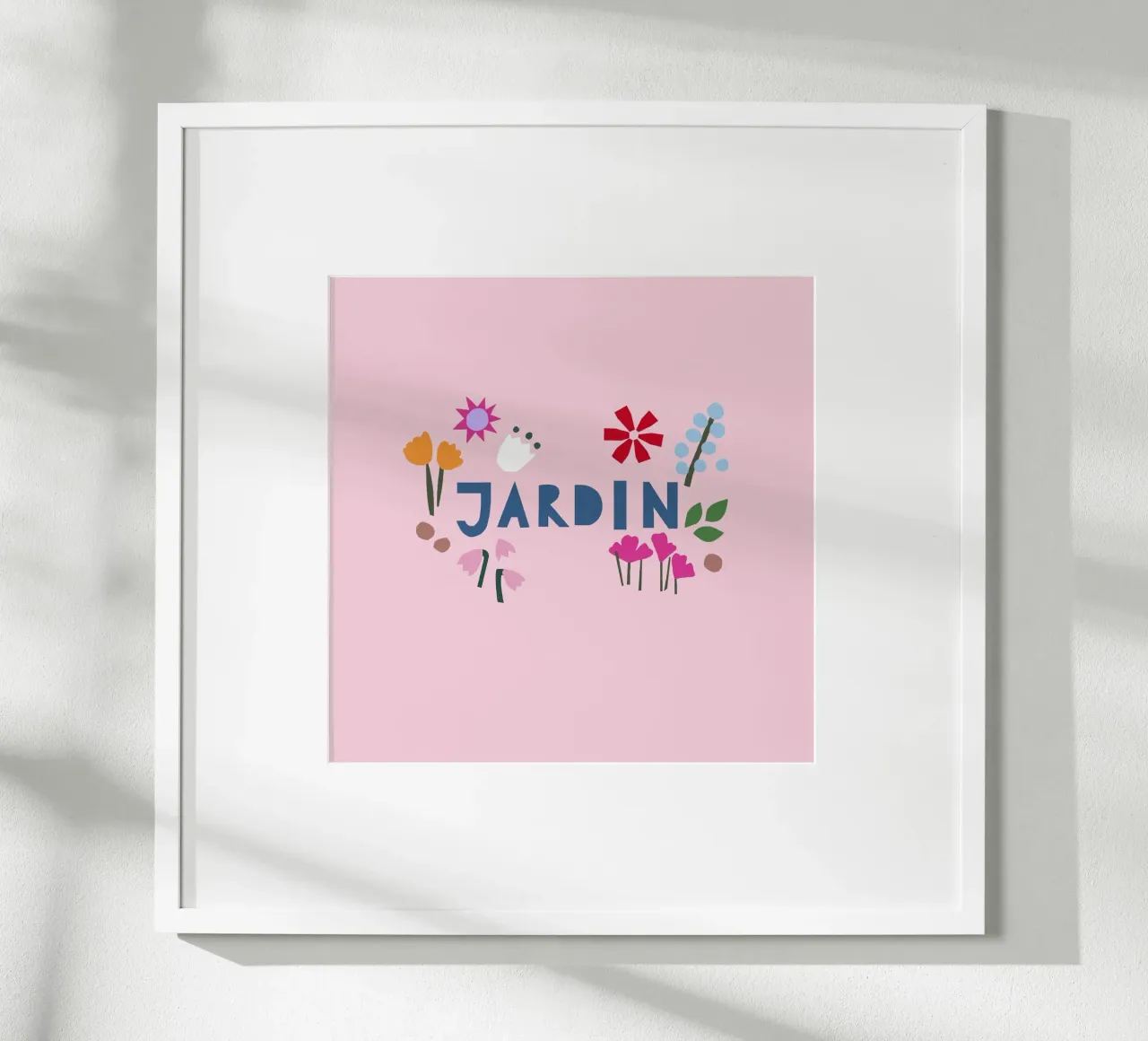 Jardin Papercut rosa poster with wooden frame by Iris Knabenschuh Design