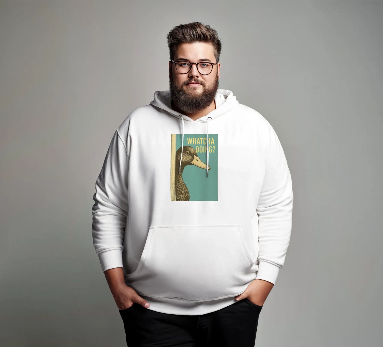 Funny Duck Whatcha Doing Funny Baño sudadera con capucha de the gindils