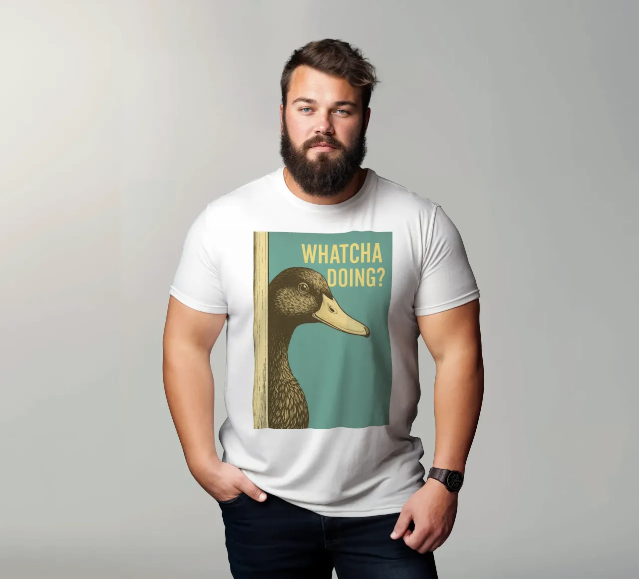 Funny Duck Whatcha Doing Funny Badezimmer T-Shirt von the gindils