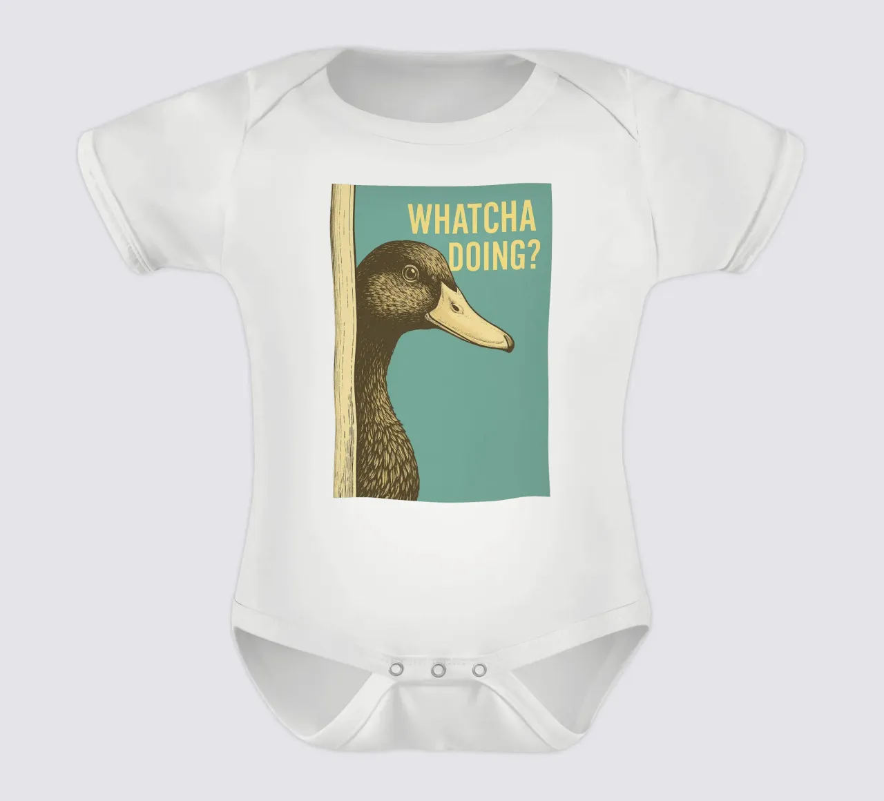 Funny Duck Whatcha Doing Funny Badezimmer Kurzarm Babybody von the gindils