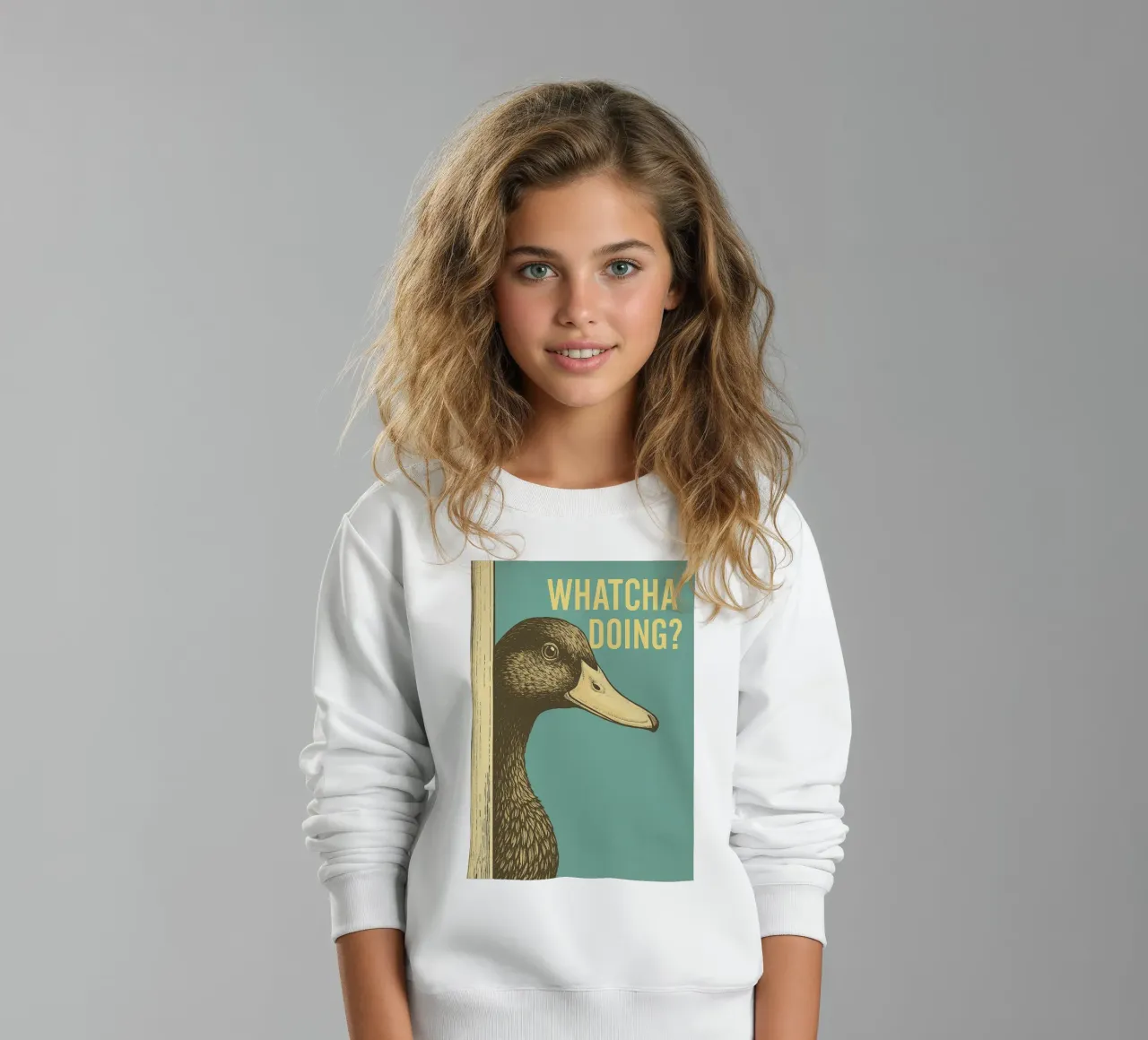 Funny Duck Whatcha Doing Funny Bathroom kids sweatshirt by the gindils