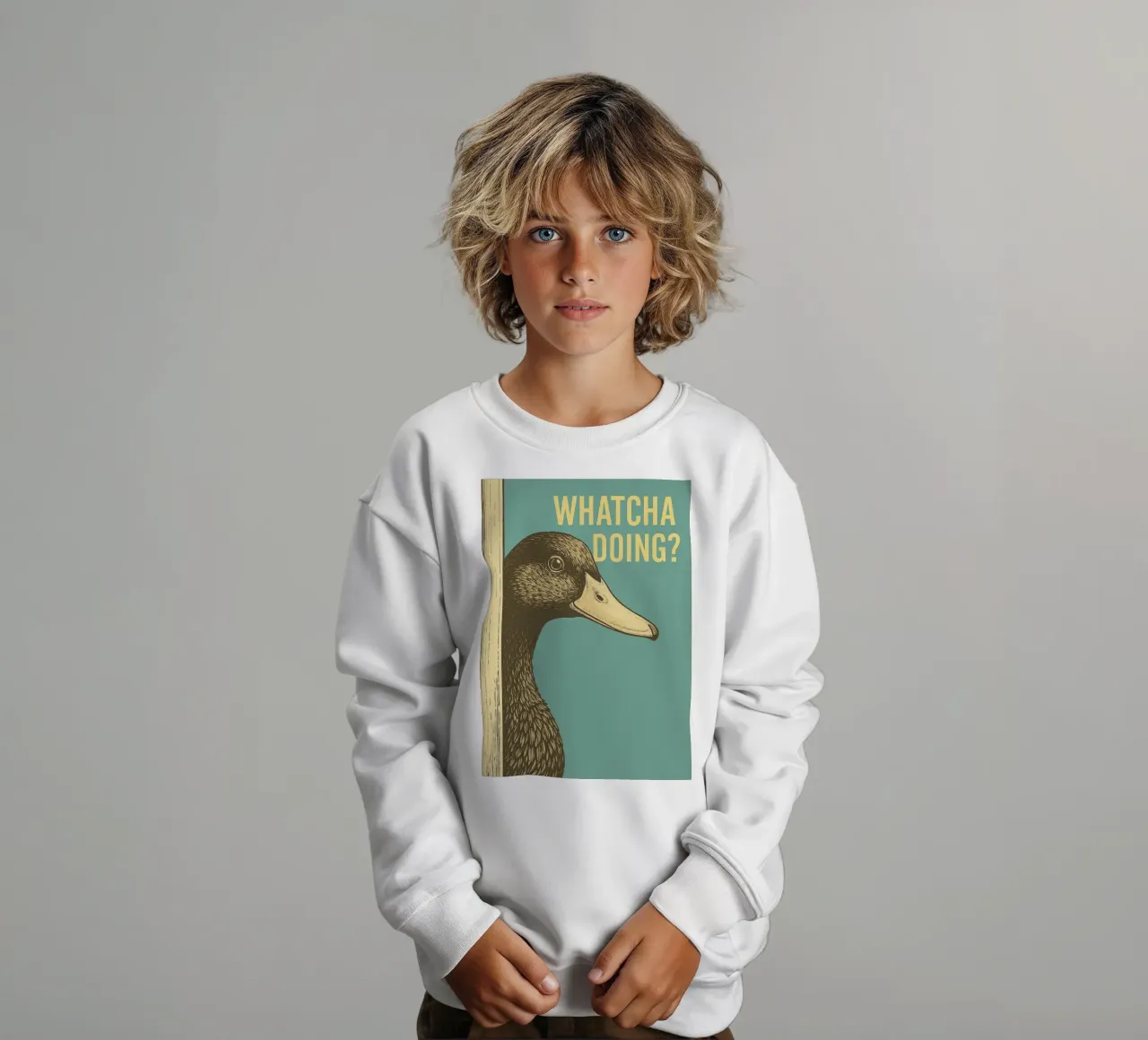 Funny Duck Whatcha Doing Funny Badezimmer Kinder Sweatshirt von the gindils