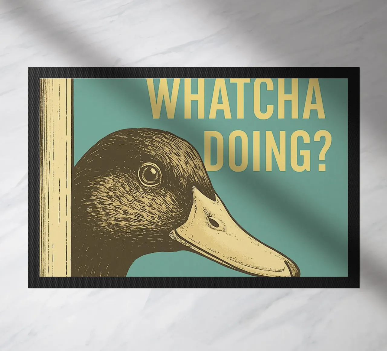 Funny Duck Whatcha Doing Funny Badezimmer Fußmatte von the gindils