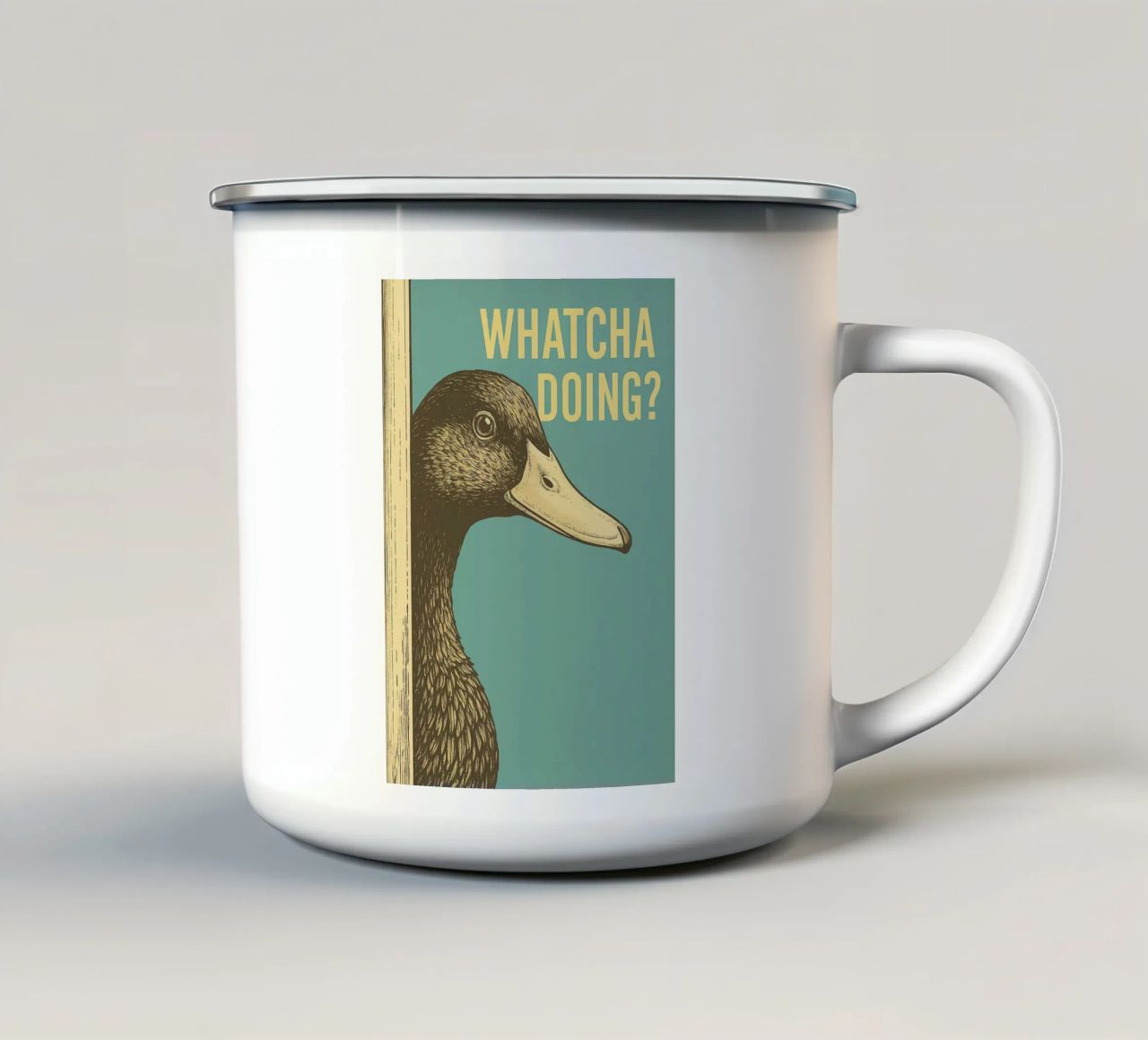 Funny Duck Whatcha Doing Funny Badezimmer Emaille Tasse von the gindils