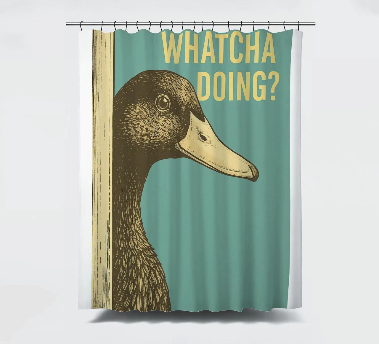 Funny Duck Whatcha Doing Funny Badezimmer Duschvorhang von the gindils