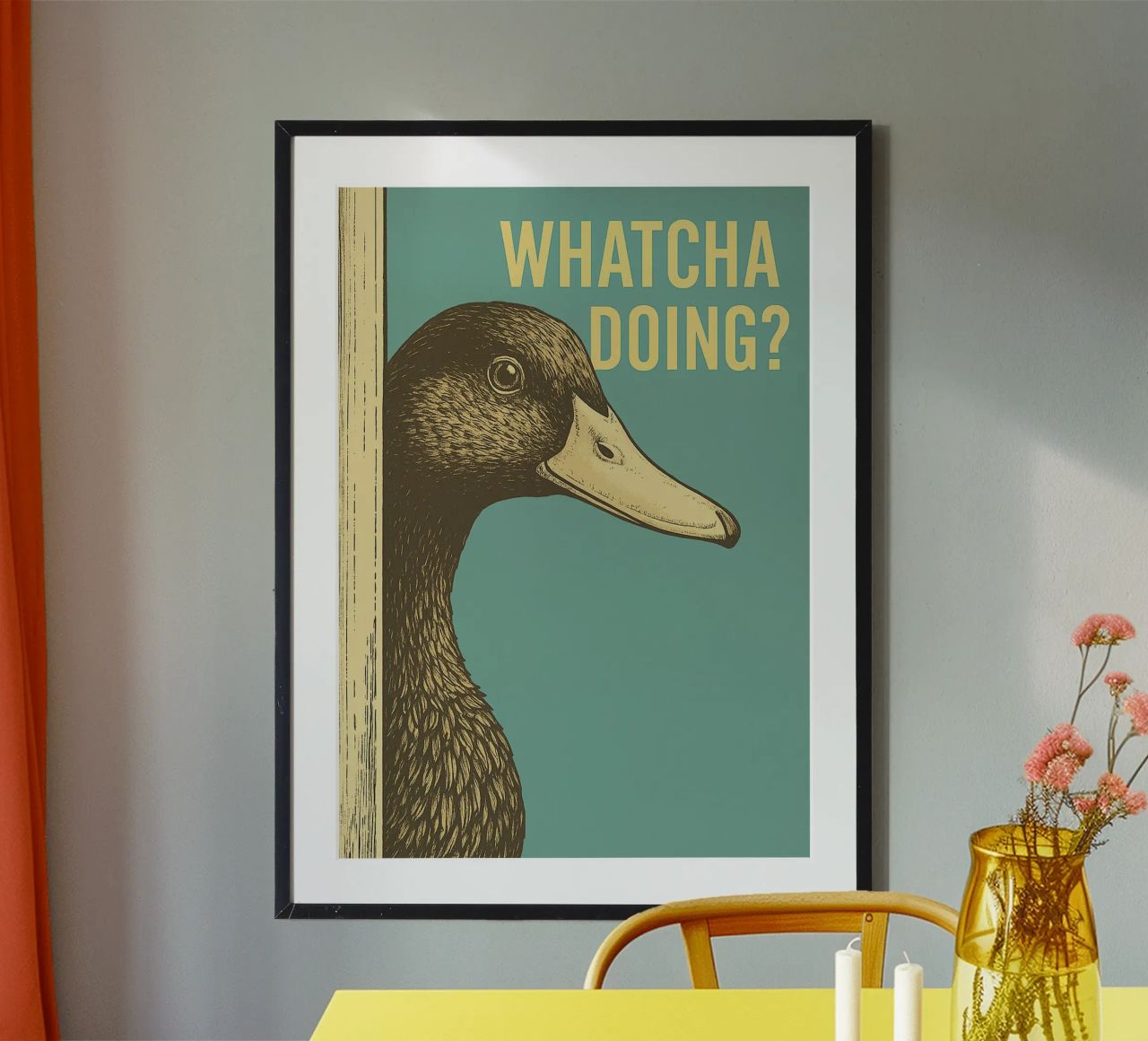 Funny Duck Whatcha Doing Funny Badezimmer Hahnemühle von the gindils