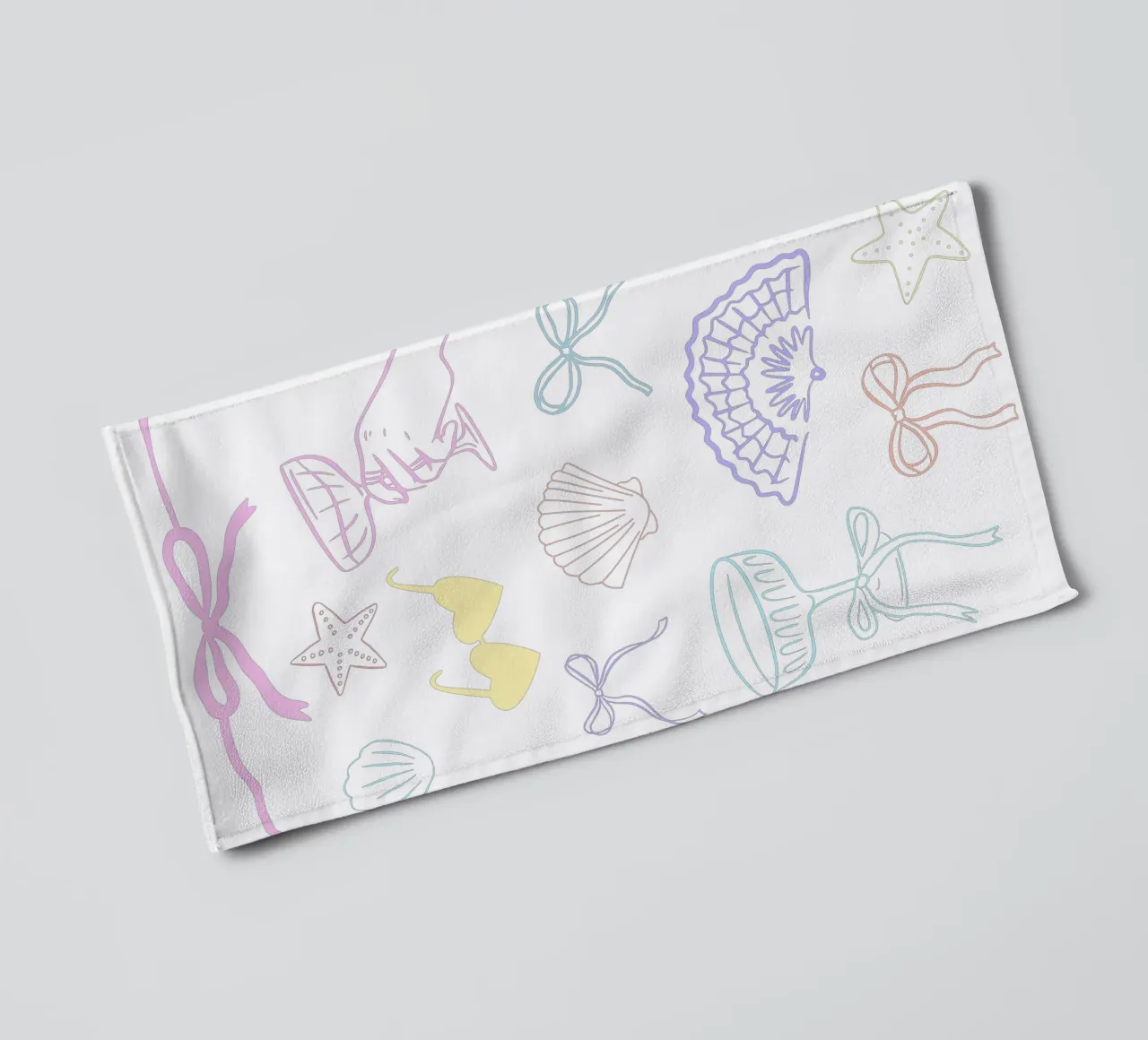Cute Bow Summer Print, Sea Shell, Cocktail Print towel by Coquette Club