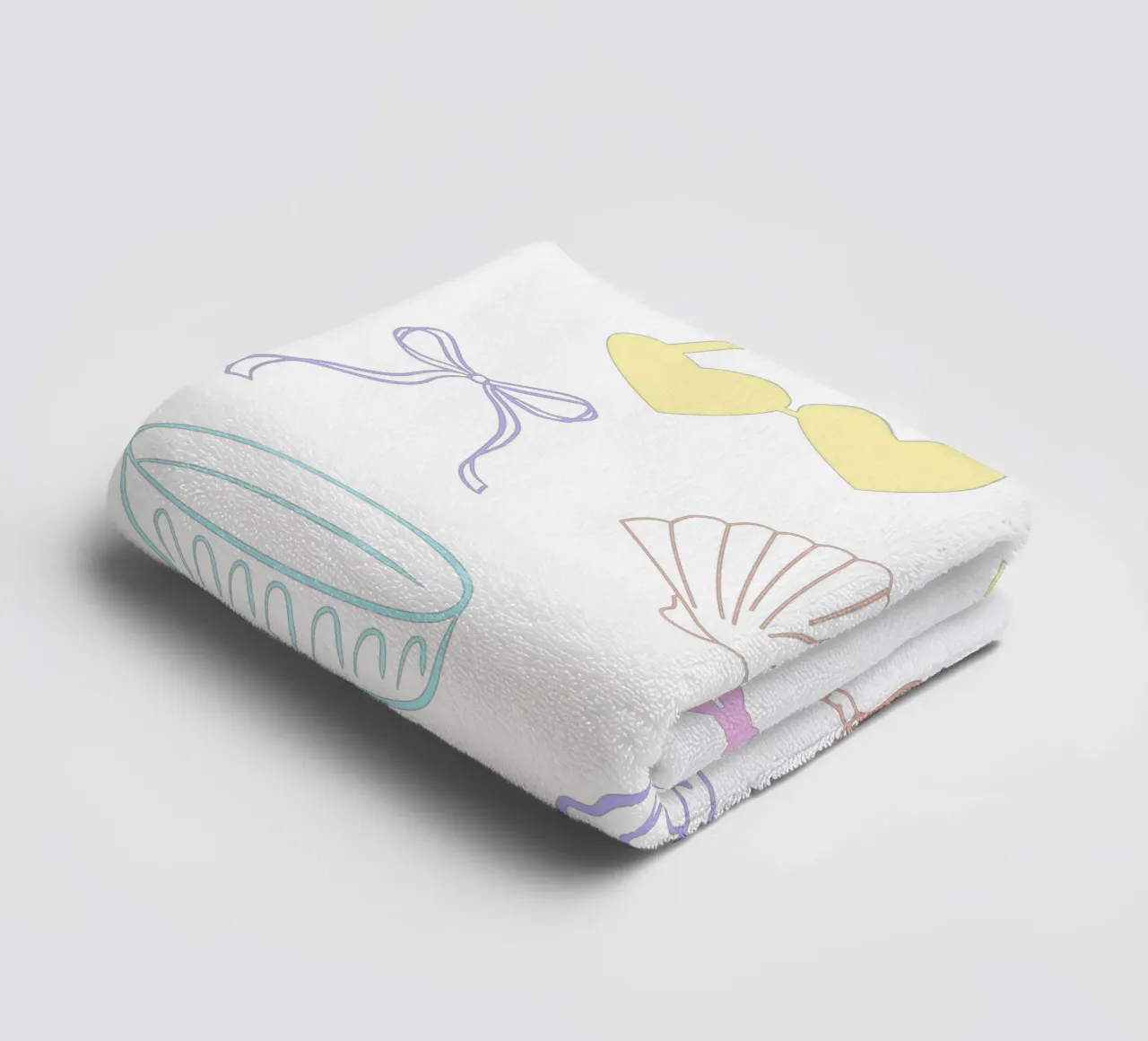 Cute Bow Summer Print, Sea Shell, Cocktail Print towel by Coquette Club