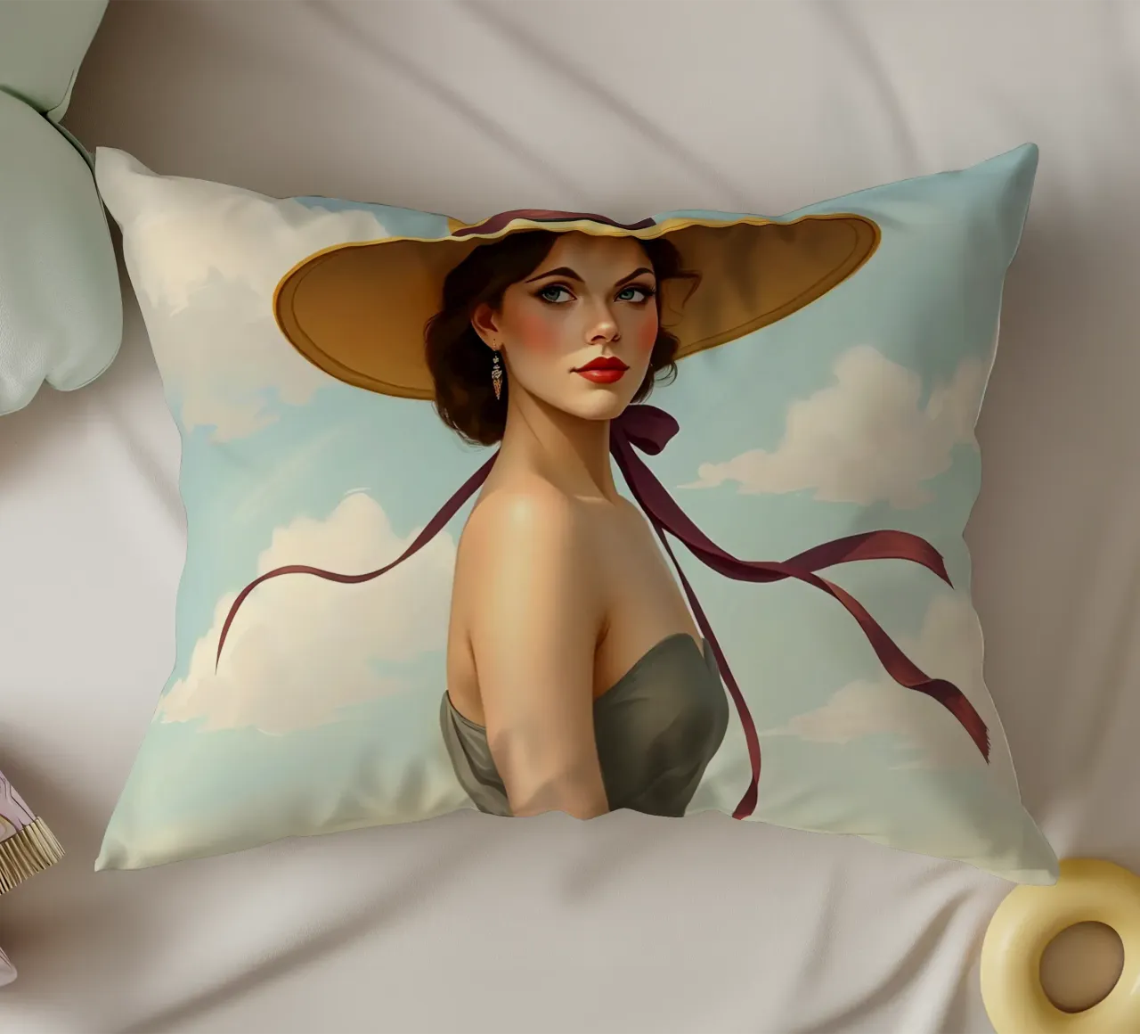 Signora con cappello cuscino da Anita's Dream