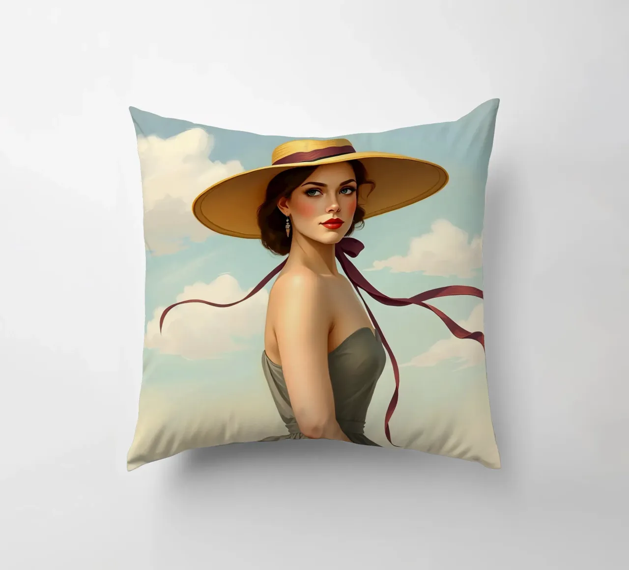 Signora con cappello cuscino da Anita's Dream